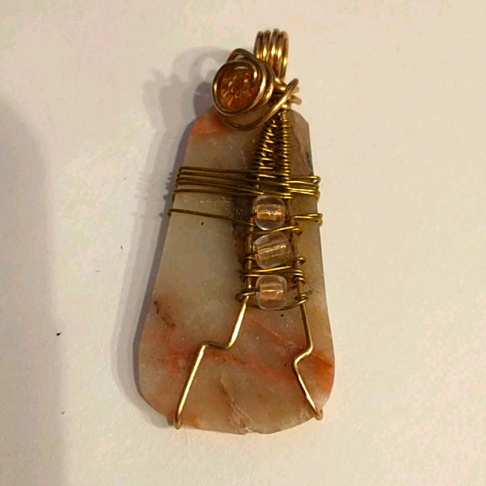 🇨🇦Marble Stone Wire Wrapped Pendant
